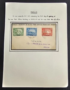 1949 Aden PO Opening Cover ties 3 stamps cd Maalla-Aden - Picture 1 of 3