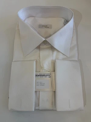 Men's Dress Shirts MAROL BOLOGNA  WHITE SATIN FRENCH CUFF  17.5 - Image 1 of 3