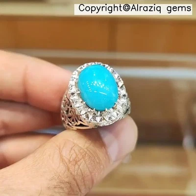 正品 Neeshapuri Feroza 石纯银戒指 原装 Feroza 石 — 第 1/4 张图片