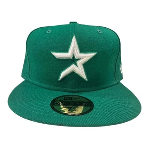 Houston Astros Hat Cap Fitted Mens 7 3/8 Green MLB Baseball Wool New Era - Picture 1 of 9