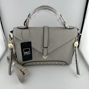 MFK Collection by Mia K Angela Shoulder Bag Vegan Leather Gray NWT - Picture 1 of 11