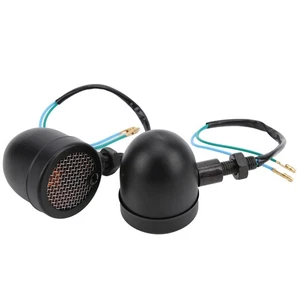 ˘2pcs Motorcycle LED Turn Signal Lamp 12V Vintage Yellow Light Black Shell - Picture 1 of 12