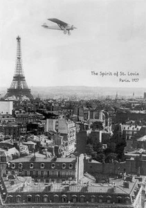 SPIRIT OF ST LOUIS OVER PARIS - VINTAGE POSTER 24x36 - EIFFEL TOWER 36505 - Picture 1 of 1