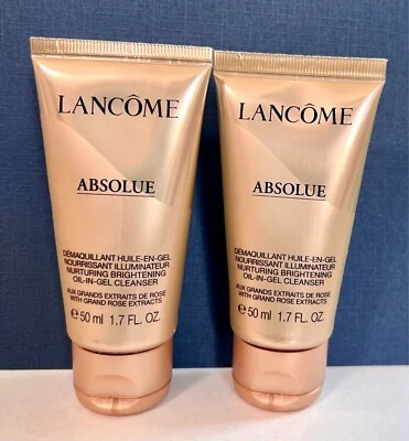2 X Lancôme ABSOLUE Nurturing Brightening Oil-In-Gel CLEANSER 50ml, 100ml Total - Image 1 of 2