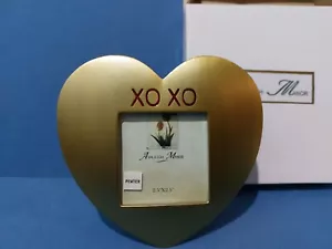 Ashleigh Manor Gold Tone Pewter Heart Shaped Picture Frame XOXO New in Box - Picture 1 of 4