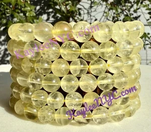 Wholesale Lot 6 Pcs Natural Lemon Quartz 8mm 7.5”Crystal Stretch Bracelet - Picture 1 of 5