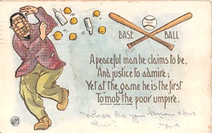 1909 sgd. WH Comic Baseball Umpire post card - Picture 1 of 2