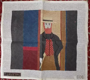 Hand Painted Signed by Artist Needlepoint Canvas Amish Man 14"x14" Square - Picture 1 of 5