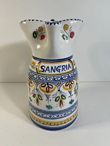 SANGRIA Ceramica De La Cal Pitcher Pottery Hand Painted Puente Spain 10” x 6” EC - Picture 1 of 8