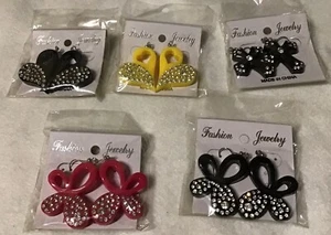 Earring Lot of 5 Pairs Pierced Rhinestones Butterflies 🦋 Hearts 💕 Crosses NIP - Picture 1 of 3