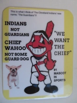 JEFE WAHOO, INDIOS DE CLEVELAND "QUEREMOS AL JEFE" IMÁN SIN GUARDIANES, INDIOS Foto 1 de 4