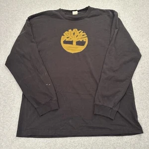 Vintage Timberland Logo Shirt Herren Langarm Schwarz Größe L Klassiker - Bild 1 von 11