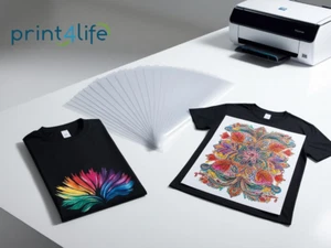 50x T-shirt A4 Folia Folie transferowe Folie do prasowania Atrament do jasnych + ciemnych tkanin - Zdjęcie 1 z 4