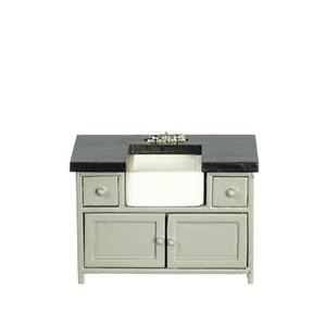 Dollhouse Miniature Small Kitchen Sink in Grey and Black - Picture 1 of 1