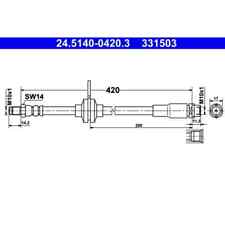 Bremsschlauch ATE 24.5140-0420.3 für Ford C-Max II Grand Focus III