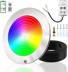 XHHEZQ 10 Inch Color Changing LED Pool Light with Controller 100 ft. cord 12V AC - Bild 1 von 7