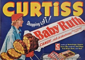 1953 Curtis Einkaufsstift 6"x8" Druck Werbung Baby Ruth Schokoriegel R-1 - Bild 1 von 3