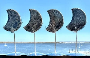 Wholesale Lot 4 Pcs Natural Yooperlite Moon W/ Zodiac stand Healing - Picture 1 of 7
