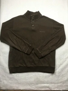 Columbia Sweater Mens Brown Mock Neck Quarter 1/4 Button Knit XL Long Sleeve - Picture 1 of 11