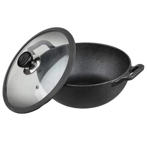 Vinod Pre Seasoned Cast Iron Kadai with Glass Lid Naturally Non Stick Wok 2.4 L - Picture 1 of 5