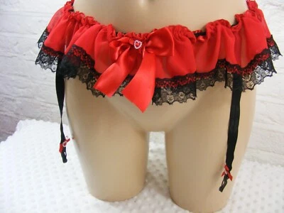 sissy red chiffon suspender belt mens lingerie knickers all sizes - Image 1 of 4