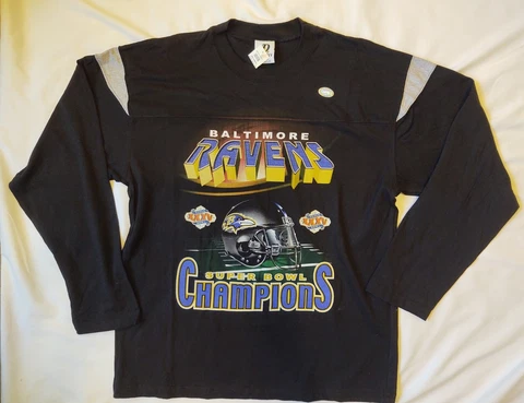 NOS Vintage 2001 Baltimore Ravens Super Bowl XXXV Champions NFL T Shirt Black L Cover