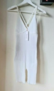 IMMODEL Sz Large Sexy White Ribbed Spaghetti Strap Deep V-Neck Romper Party Club - Picture 1 of 7