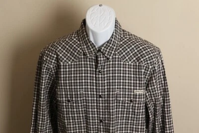 Camisa a presión Lucky Brand para hombre blanca, gris y negra manga larga perla occidental L Foto 1 de 4