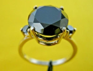 3.27ctw REAL BLACK DIAMOND RING *3 DIA'S* FREE DIAMOND TESTER,CERTIFICATE,SIZE 6 - Picture 1 of 11