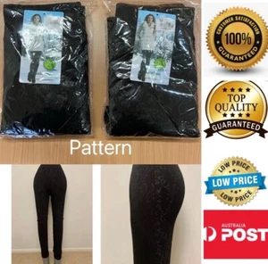 2 Pairs Women Bamboo Black Pattern pants warm fleece lined Winter Pants,AU Stock - Picture 1 of 5