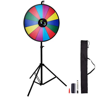 VEVOR 24" Roue de la Fortune Color Prize Wheel Versicolore Réglable Carnaval