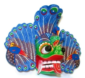 Sri Lanka Pfau Holz Wandkunst Maske Skulptur 8" perfektes Geschenk Wohndeko - Bild 1 von 11
