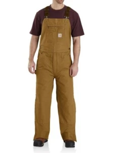 NWT Carhart Men Midweight Quilt Lined Duck Bib Overall Brown Size 48x34 R27 - Picture 1 of 3