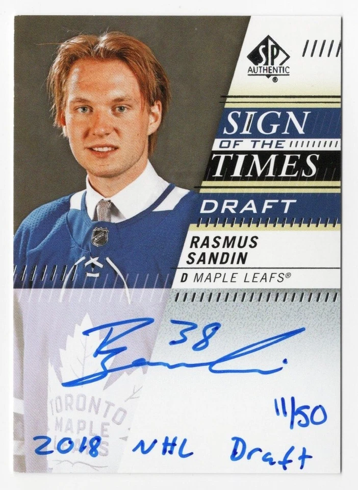 2019-20 SP Authentic Sign of the Times Draft Auto Inscription Rasmus Sandin /50 - Image 1 of 1