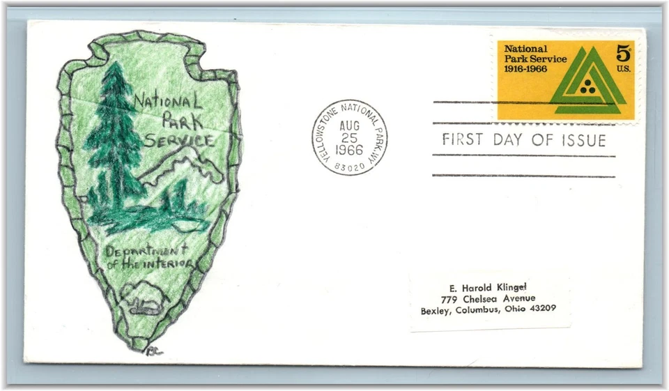 1966 National Park Service 50th year Sc 1314 FDC hand-drawn BC cachet (L6 - Image 1 of 1
