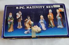Vintage 8 Piece Ceramic  Nativity Set with Original Box Made in Taiwan