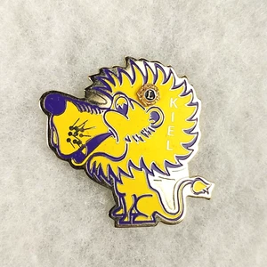 Vintage Kiel Wisconsin Yellow Lion Lions Club Metal Enamel Lapel Pin - Picture 1 of 3