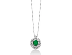 Collana Miluna Donna Oro Binaco 18 Kt Nr 32 Diamanti 1 Smeraldo Ovale _CLD4331 - Foto 1 di 2