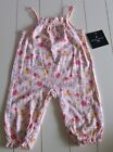 Laura Ashley Baby Girls Peach Yellow Floral Coverall Sz 6-9M