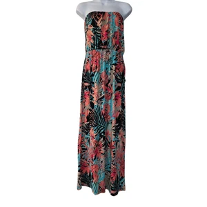 Trixxi Three Pink Hearts Maxi Dress Womens Multicolor L Strapless Elastic Waist - Picture 1 of 12
