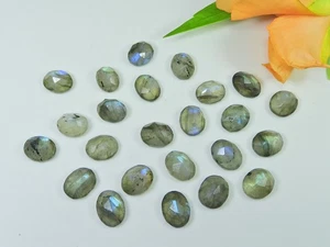 24Pcs 8X10MM Natural Labradorite Both Side Checker Cut Oval Loose Gemstone l551 - Bild 1 von 9