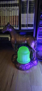 Kreidegeschirr Pferd TV Lampe mit Uranglas Kugel CSM gestempelt 1937 RAR  - Bild 1 von 18