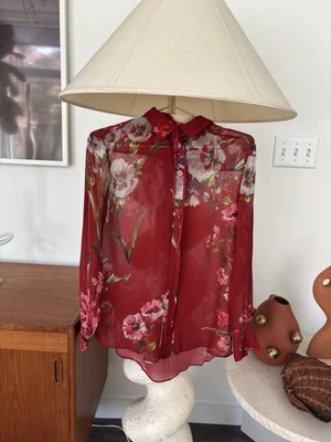 Massimo Dutti Res 100% Silk Floral Shirt Size Small - Image 1 of 4