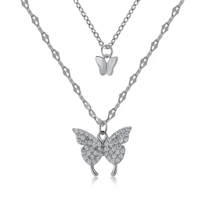 Collana Farfalle Collana Argento 925 Donna Collana Lunga Donna Ciondolo Neckalce - Immagine 1 di 4
