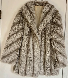 Vintage 70s Blair Faux Fur Coat Medium Long Sleeve MCM Glam Plush Shag Made USA - Picture 1 of 13