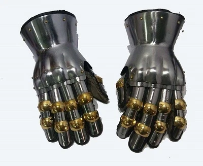 Guante de cuero plateado funcional grande 16G acero príncipe reloj de arena guante SCA Foto 1 de 4