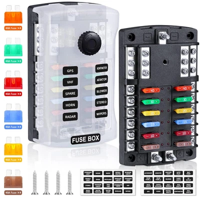 Upgraded 300A 12 Way Blade Fuse Block Fuse Box with 2 Positive Power Inputs Nega - Image 1 of 4