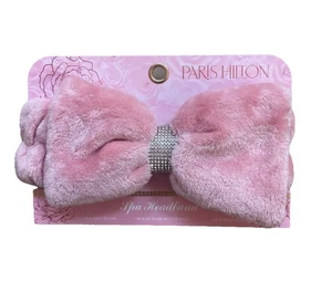 Paris Hilton Luxus Spa Stirnband rosa flauschige Schleife verziert Glitzer - Bild 1 von 2