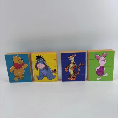 Lote de 4 bloques rompecabezas vintage de Disney WINNIE THE POOH PIGLET TIGGER & EEYORE Foto 1 de 4