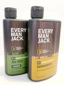 Every Man Jack 2 in 1 Shampoo + Conditioner Tea Tree and Sandalwood 13.5 Fl Oz. - Picture 1 of 3